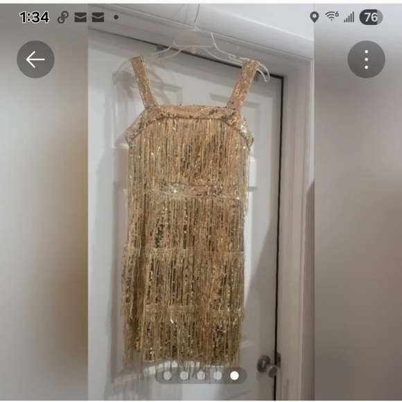 Gold Fringe Sequin Dress. Small. New - Picture 5 of 5